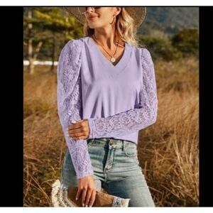 NXH Women’s Blouse sz M Lace Sleeve NEW #F465